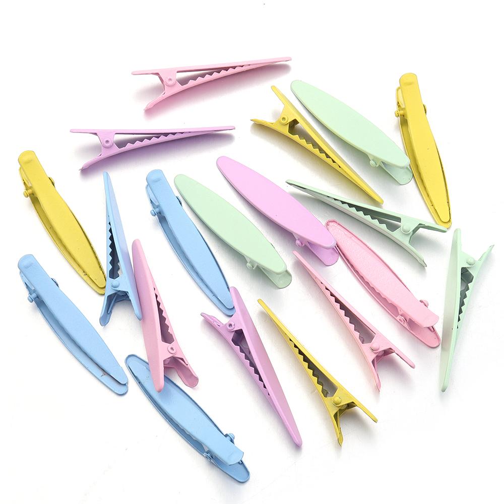 20pcs Metal Hair Clips Colorful 6cm Oval Geometric Hairpin Hair Side Clips Duckbill Clip Barrettes For Women Hair Accessories