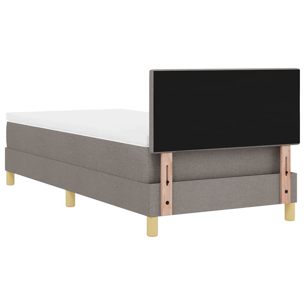 LED Box Spring Bed with Headboard Taupe 90 x 190 cm Fabric