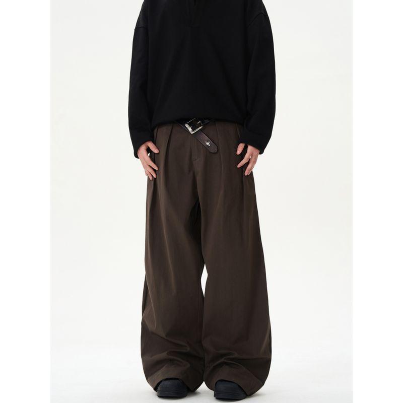 Kisko American Retro Pleated Baggy Wide Leg Pants Men and Women Simple Classy Loose Feeling Loose Casual Suit Pants