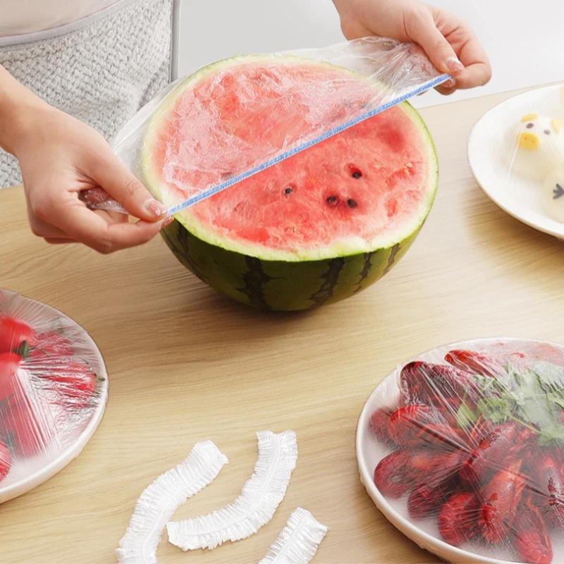 50-600 szt. Jednorazowa folia spożywcza Pokrowiec do przechowywania świeżości Plastikowa osłona do przechowywania żywności i owoców do domu, kuchni, na zewnątrz, kemping, Czepki prysznicowe