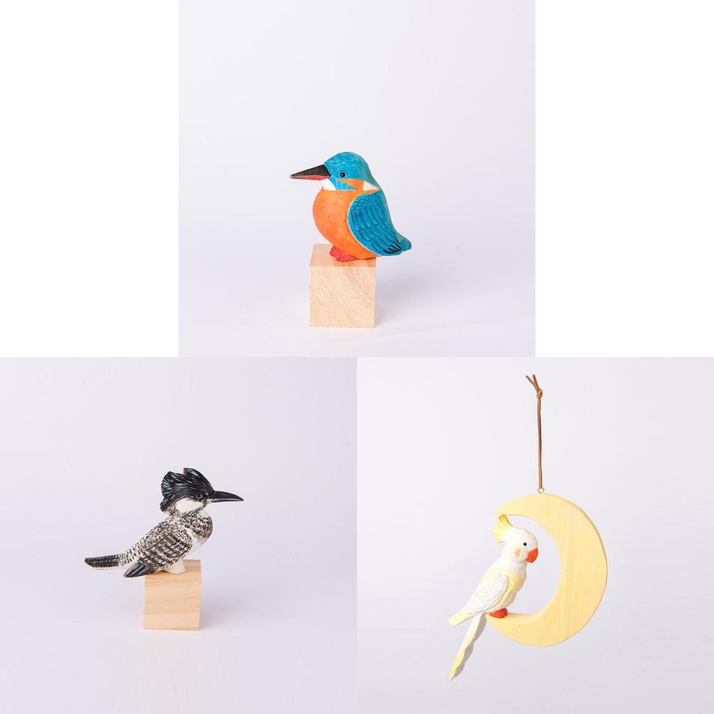 Wooden Parrot Figurine Animal Decor Gift For Office And Kids
