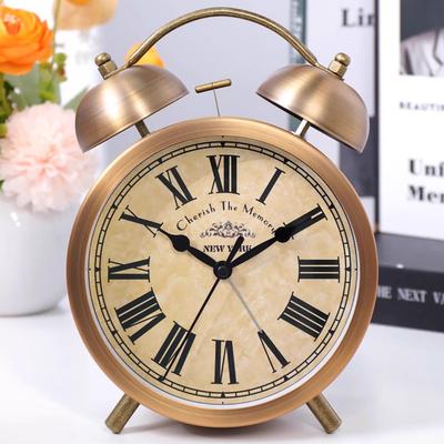Metal Desk Clock Retro Mute Nightstand Alarm Clock Living Room Watch Desktop Gadgets Restaurant Number Clock Home Decor Items