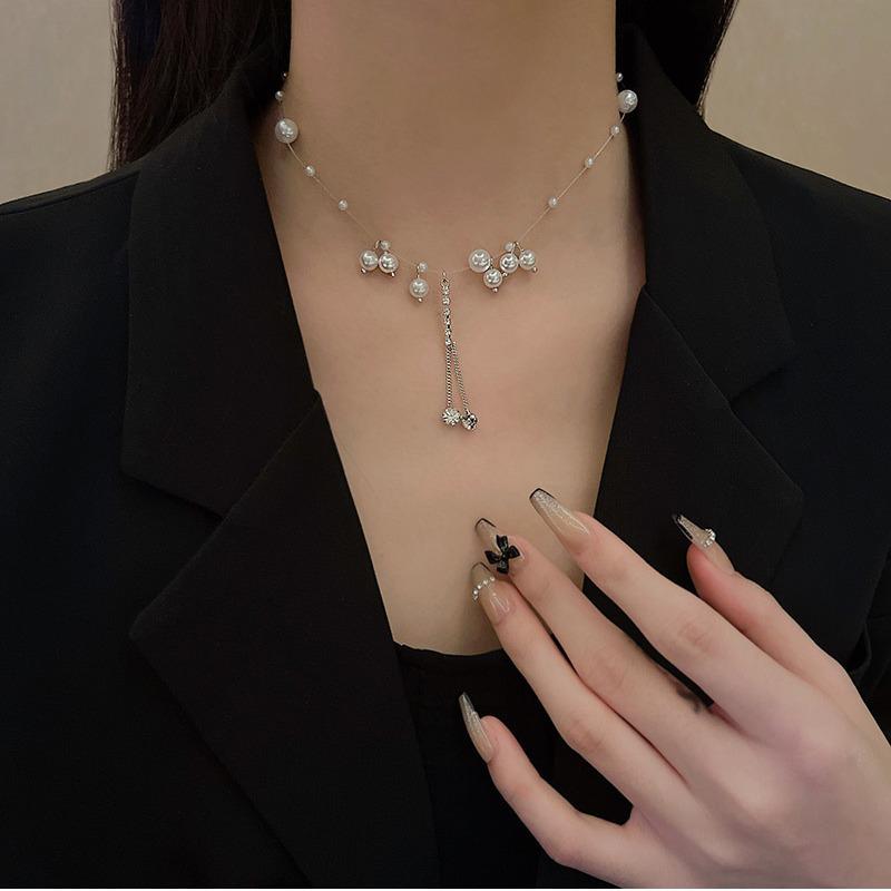 Korean Luxury Pearl & Zircon Clavicle Necklace - Women’s Versatile Fashion Style