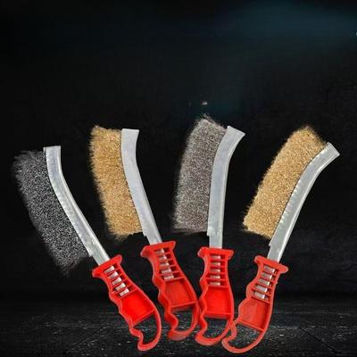 Steel Wire Brush, Stainless Steel Wire Knife Brush, Copper-plated Wire Brush, Rust Removal Gap Brush, Plastic Handle Barbecue Brush, Cleaning Brush