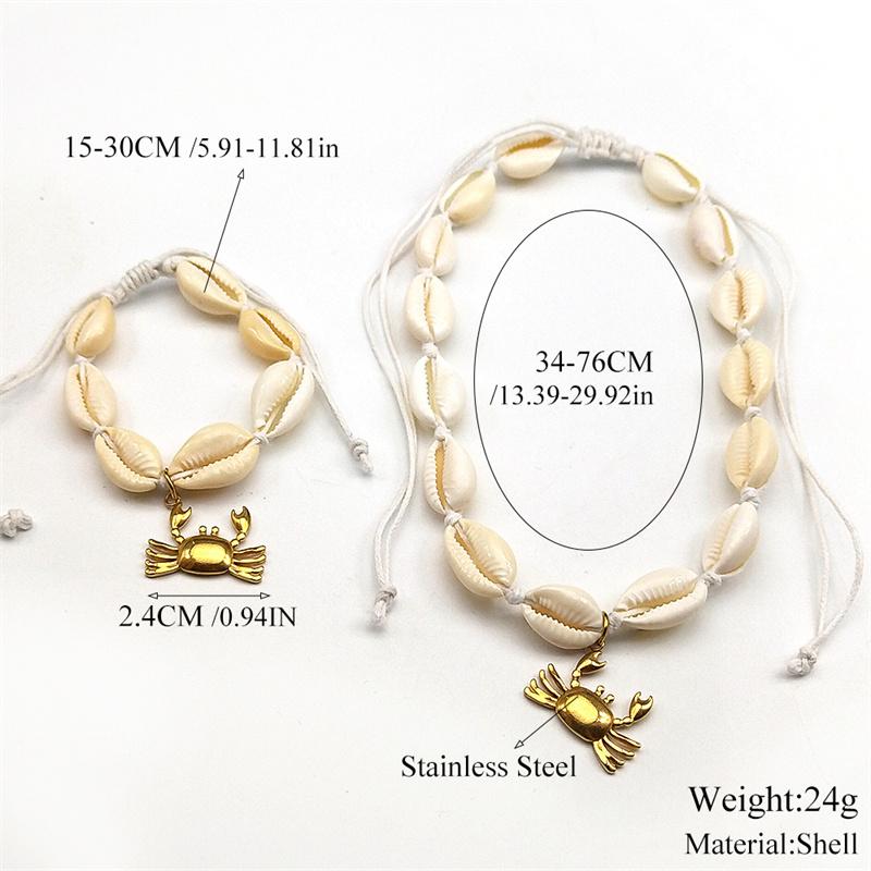 Sea Turtle Fish Crab Bracelet Necklace For Women Girls Hot Summer Manta Ray Bohemian Handmade String Rope Chains Female Jewelry