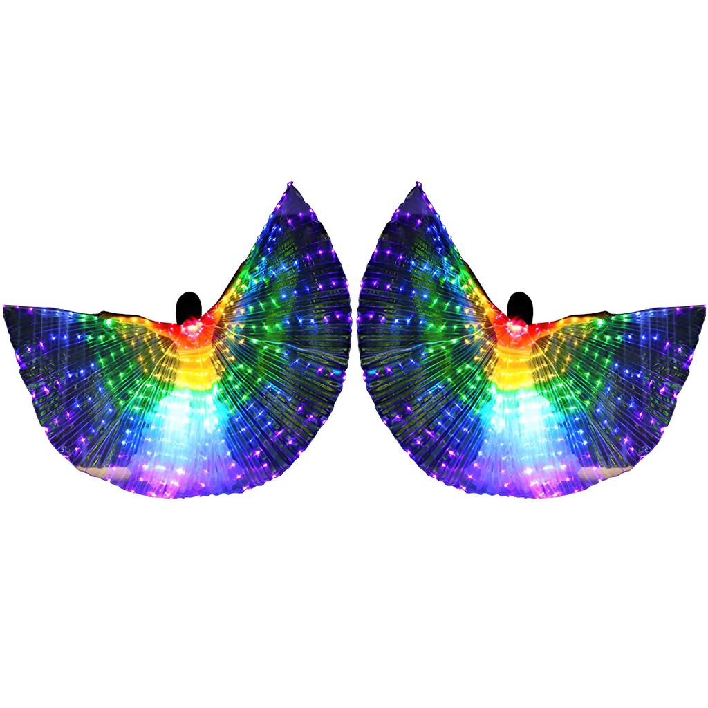 LED Isis Wings, Belly Dance Wings, Light Up White LED Butterfly Wings, Glow Angel Dance Adults Child Performance Clothing