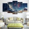 Kein gerahmtes Leinwandbild 5 Stück Weltraum Planet Schnee See Galaxie Wandkunst Poster Bilder Gemälde Heimdekoration für Wohnzimmer Dekoration