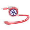 hijk1 3 In 1 Retractable Data USB Cable Charger Fast Wire Charging Cable For VW Golf Tiguan T-Roc Polo Passat ID.4 T-Cross ID.3 Taigo