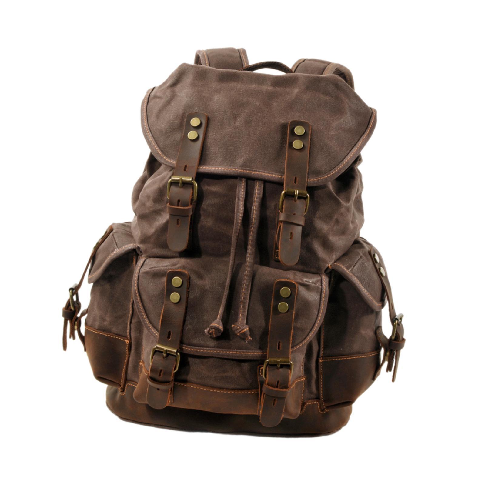 

Canvas Backpack Outdoor Hiking Lightweight Wear Resistant Travel Rucksack for Camping Mountaineering Climbing Fishing Trekking
