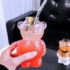 2-Pack 320ml High Borosilicate Glass Bear Shaped Straw Cup Cute Cartoon Beverage Cups for Coffee Juice Milk Tea