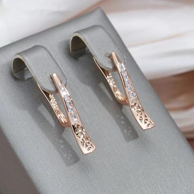 1 par de pendientes sencillos y modernos de color dorado para mujer, pendientes colgantes de joyería fina de boda con circonitas brillantes