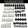 Fit For Honda CBR929RR 2000 2001 CBR 929RR Complete Full Fairing Kit Screws Cowling Bolts Kit Stainless Steel Clips Nuts