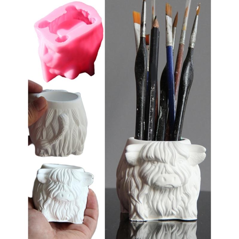 Yak Figurine Silicone Mold Multipurpose Silicone Candle Mould For Epoxy Resin Candle Holder Pen Cup Gypsum Decoration