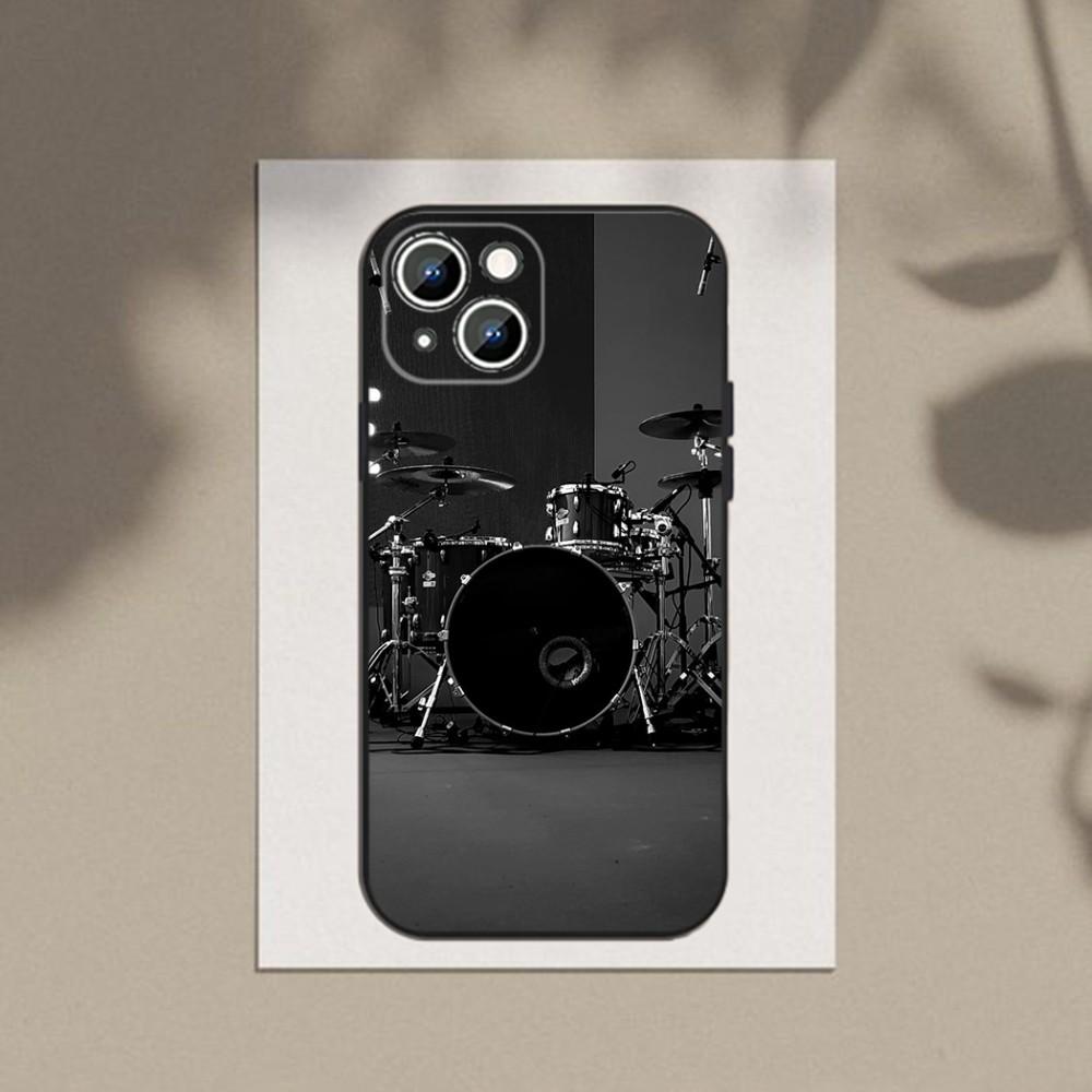 Musical Instrument Drum  Phone Case For Apple iPhone 15,14,13,12,11,XS,XR,X,8,7,Pro,Max,Plus,mini Silicone Black Cover