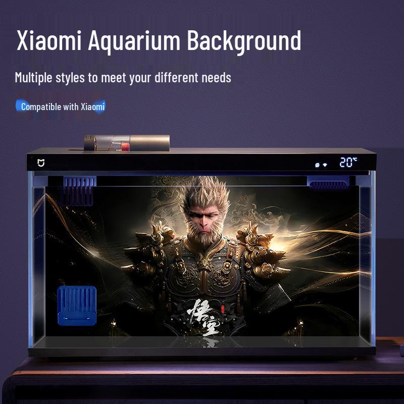 Hochauflösender 3D-Aquarium-Acryl-Hintergrund mit Cartoon-Aufklebern