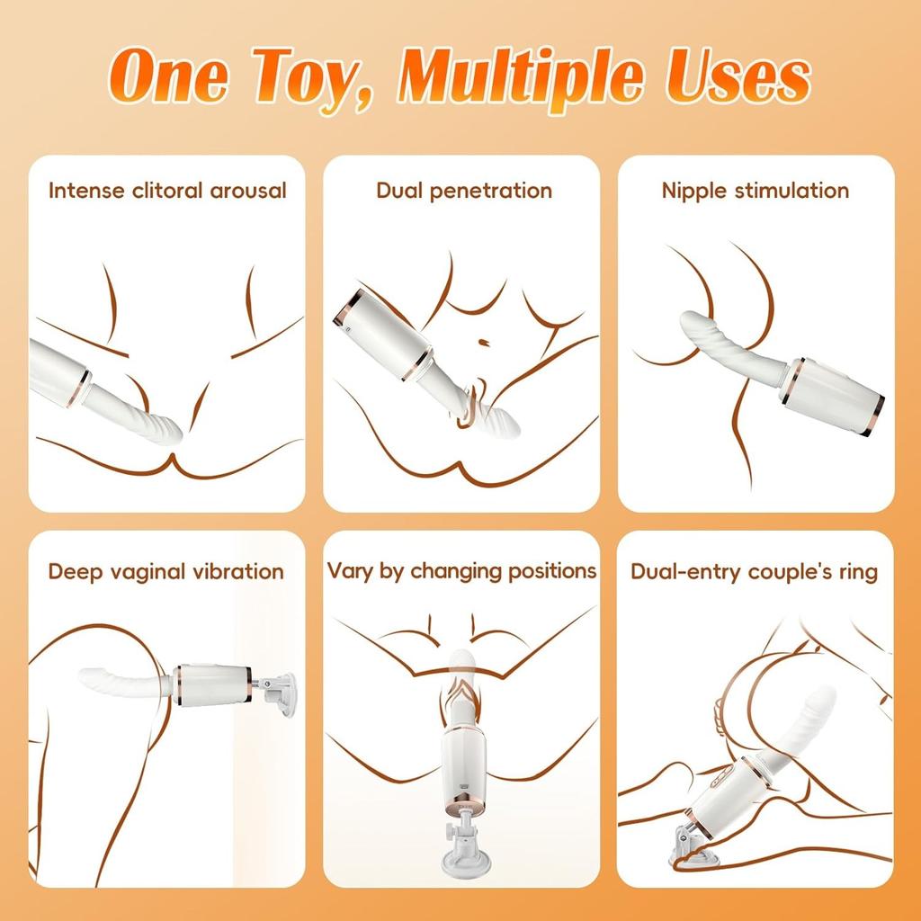 Pánské a dámské G-bod Glitoral Anal Play, Dildo Machines otočný spínač 7 režimů vibrací Inteligentní vyhřívané velké přísavky Anální hračky