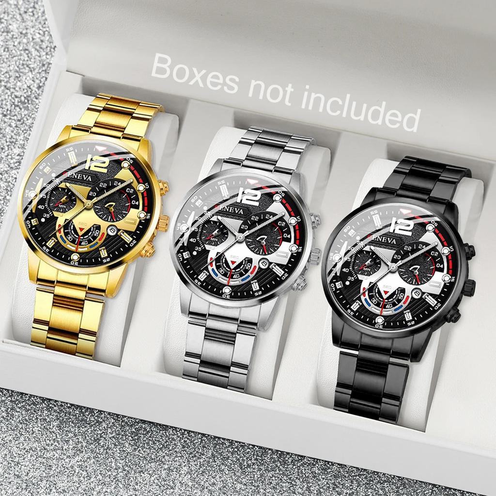 3 STÜCKE Herren Business Uhren Mode Stahlband Herren Analog Quarzuhren Set Relogio Masculino Reloj Hombre