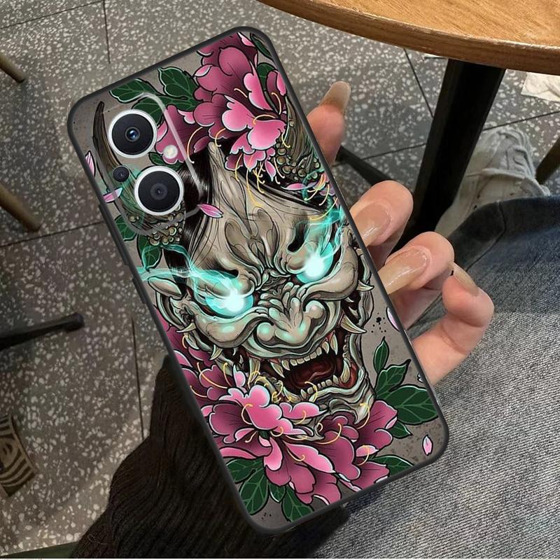 Japanese Oni Hannya Demon Mask For OPPO Reno 11F 12F 13F 14F 8T 10 11 12 13 14 Pro 8 7 Lite OPPO Find X8 X6 X5 X9 Pro Case