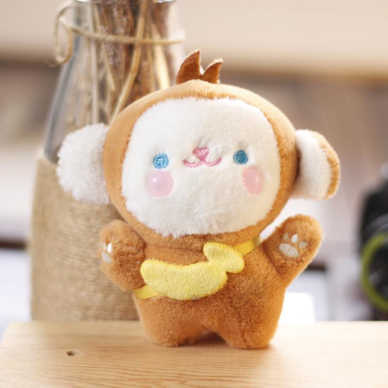 Adorable Plush Monkey Keychain Soft Stuffed Animal Toy Cute Bag Charm Accessory