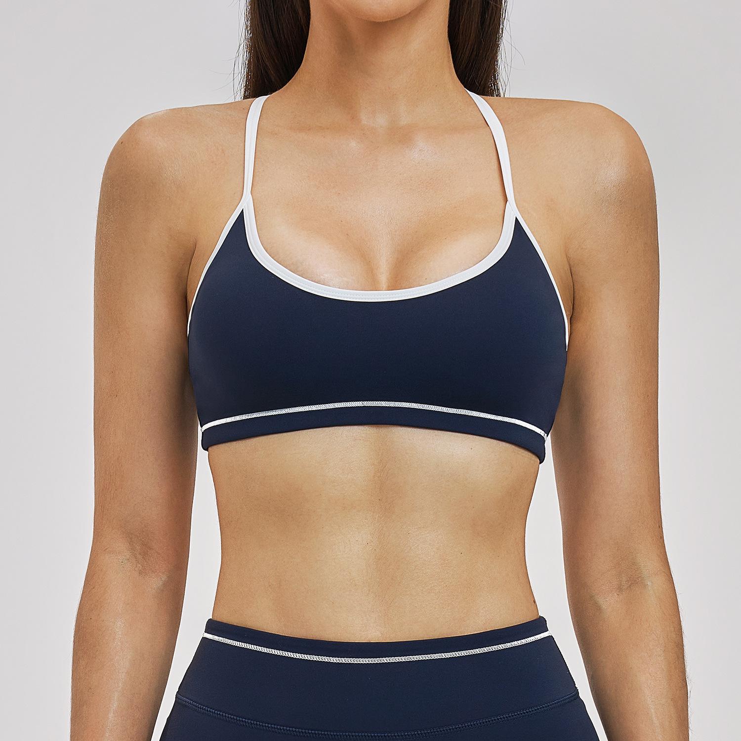 Dare to Show Cross-Border Sports Bra: Nude Feel, Double Straps, Color Blocking for Yoga & Running (Women 3562)