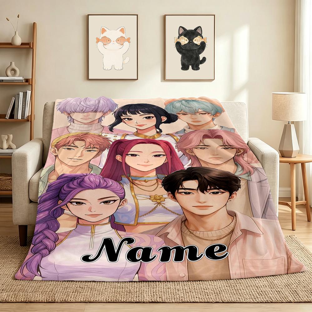 Custom Name Fantasy World Flannel Blanket Throw Blanket Soft Warm Sofa Bed Home Decor Unique Gift