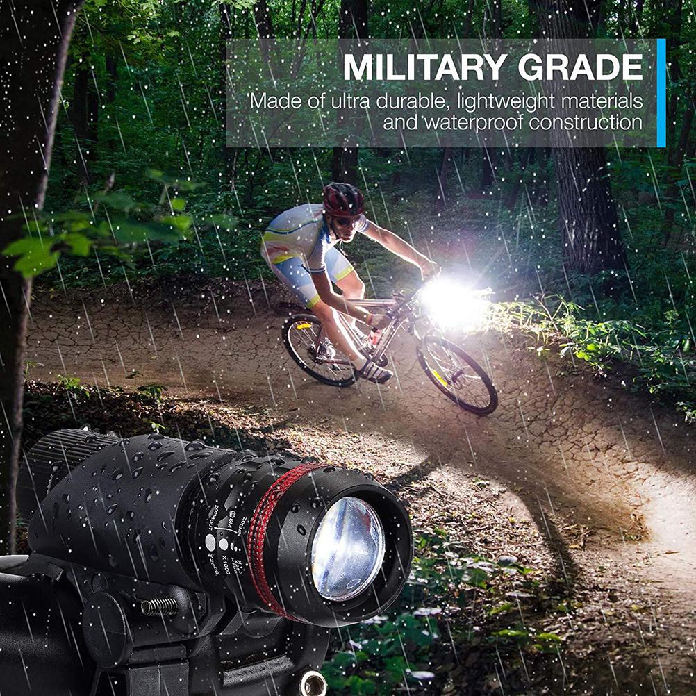 Bike Flashlight Tail Light Set Zoomable Flashlight Battery Powered Cycling Light Set