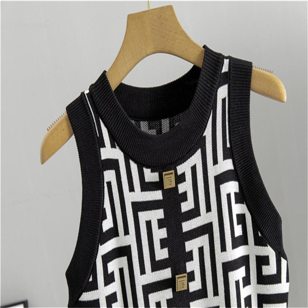 Fashion sSuit Women's Autumn Temperament Knitted Sweater Jacket Vest Dress Two Piece Set