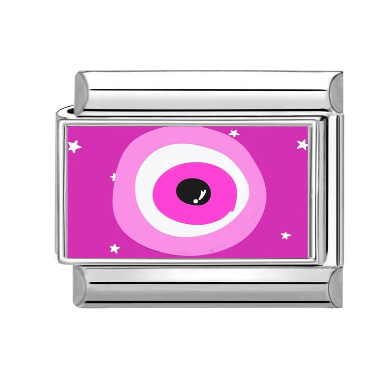 Unique Y2K Pink Girls' Eye Tulip Flowers Moon Cat Cherry Italian Charm Link Fit 9mm Stainless Steel Bracelet DIY Making Jewelry