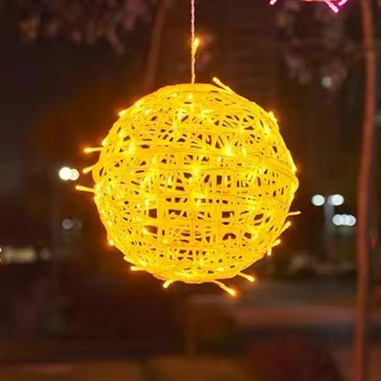 Outdoor LED Rattan Ball String Lights for Festivals and Landscape Decor