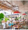 Vintage Hong Kong Industrial Red Hot Pot & BBQ Restaurant with Nostalgic Green Chandelier