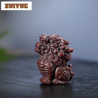 Purple Clay Fortune Kirin Tea Pet Handmade Tea Sculpture Tea Figurine Play Toys Tea Zisha Statue Ornaments Desktop Accessories