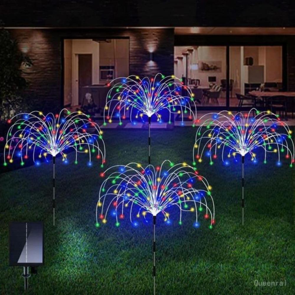 

300/420 светодиодов, уличный солнечный садовый светильник, улучшенный светильник «Фейерверк», 8 режимов освещения, уличное украшение для садовых террас, Хэллоуин, Рождество 120LED,1PC