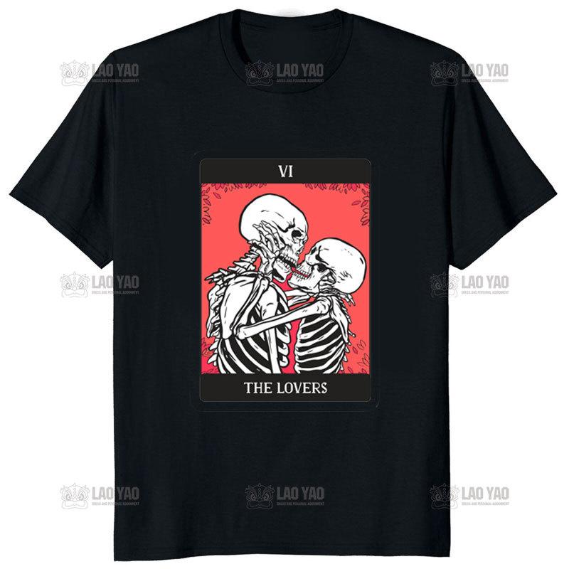 Vintage Death The Grim Reaper Kiss Gothic T Shirt Short Sleeve TShirt Japanese Harajuku Korean Tee Unisex Ropa Hombre