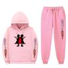 Mens Winter Warm Hooded Sweatshirt Pants Set Anime Inspired Casual Tracksuit Cotton Blend Thick Fleece Lined