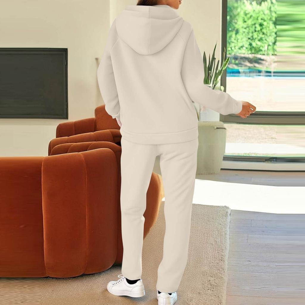 Women's Fashion Solid Colour Long Sleeve Long Pants Sport Two Piece Set