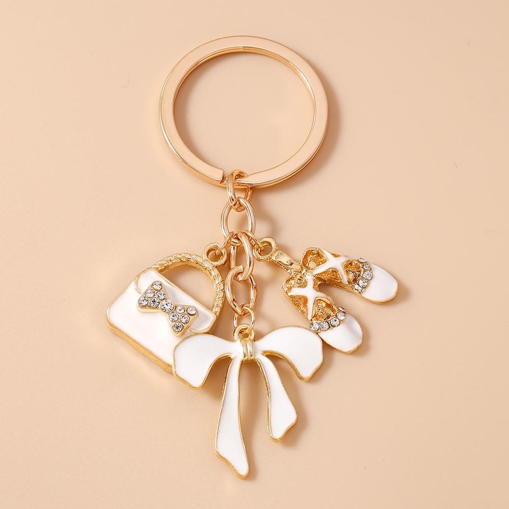 Fashion Bowknot Keychain Simulation Handbag Shoes Key Ring Pendants for Women Girls DIY Handmade Jewelry Gifts