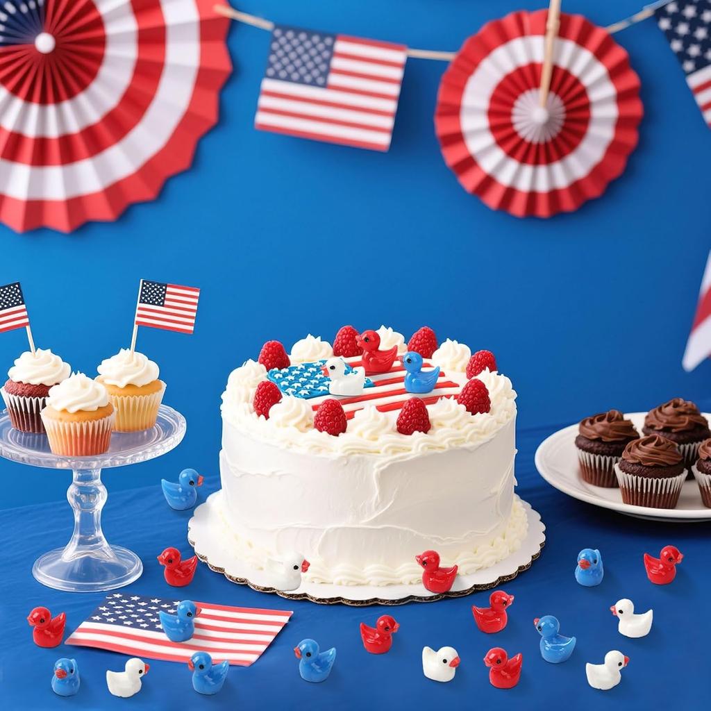 100 Pc Patriotic Mini Ducks Resin Duck Red White Blue Tiny Ducks Figures Bulk For Independence Day Memorial Day Home Party Decor