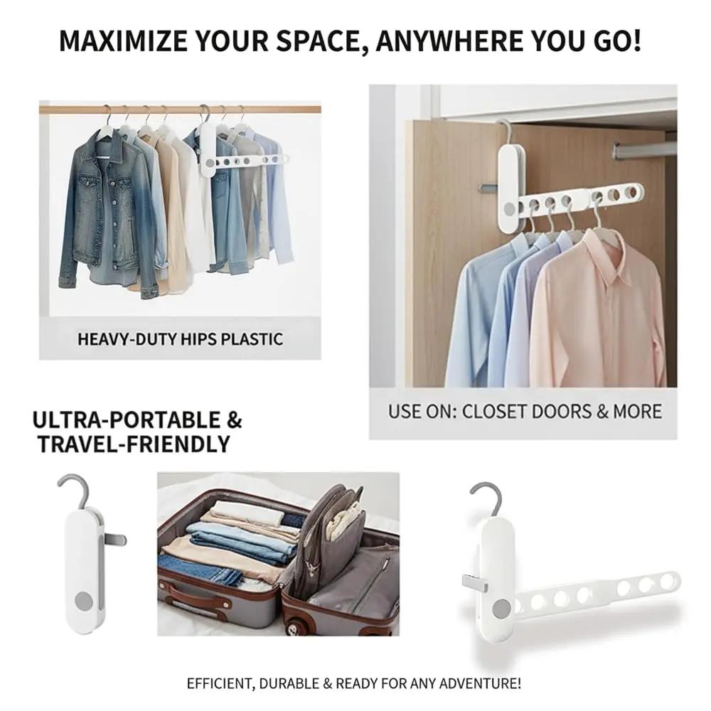 Foldableable Portable Clothes Drying Rack Travel Clothes Hanging Rack 7 Hole Multi-functional Storage Home Business Trip Hotel Clothes Hanger Tool