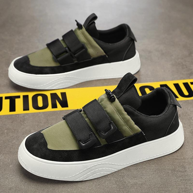 Men Canvas Flat Shoes Lightweight Hook & Loop Casual Shoes Outdoor Non Slip Jogging Shoes Outdoor Tenis Sneakers Zapatos Hombre