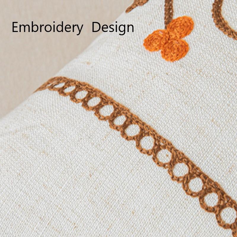 Embroidered Throw Pillow Covers Blossoms Decorative Pillowcases Farmhouse Cotton Pillow Cushion Cases Square Floral Pillow Case