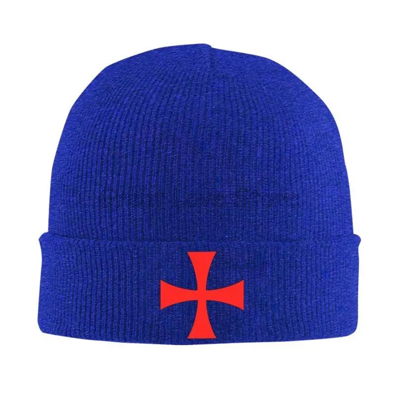 Cross Knights Templar Symbol Bonnet Hats Street Knit Hat Unisex Winter Warm Skullies Beanies Cap for Travel Outdoor Camping