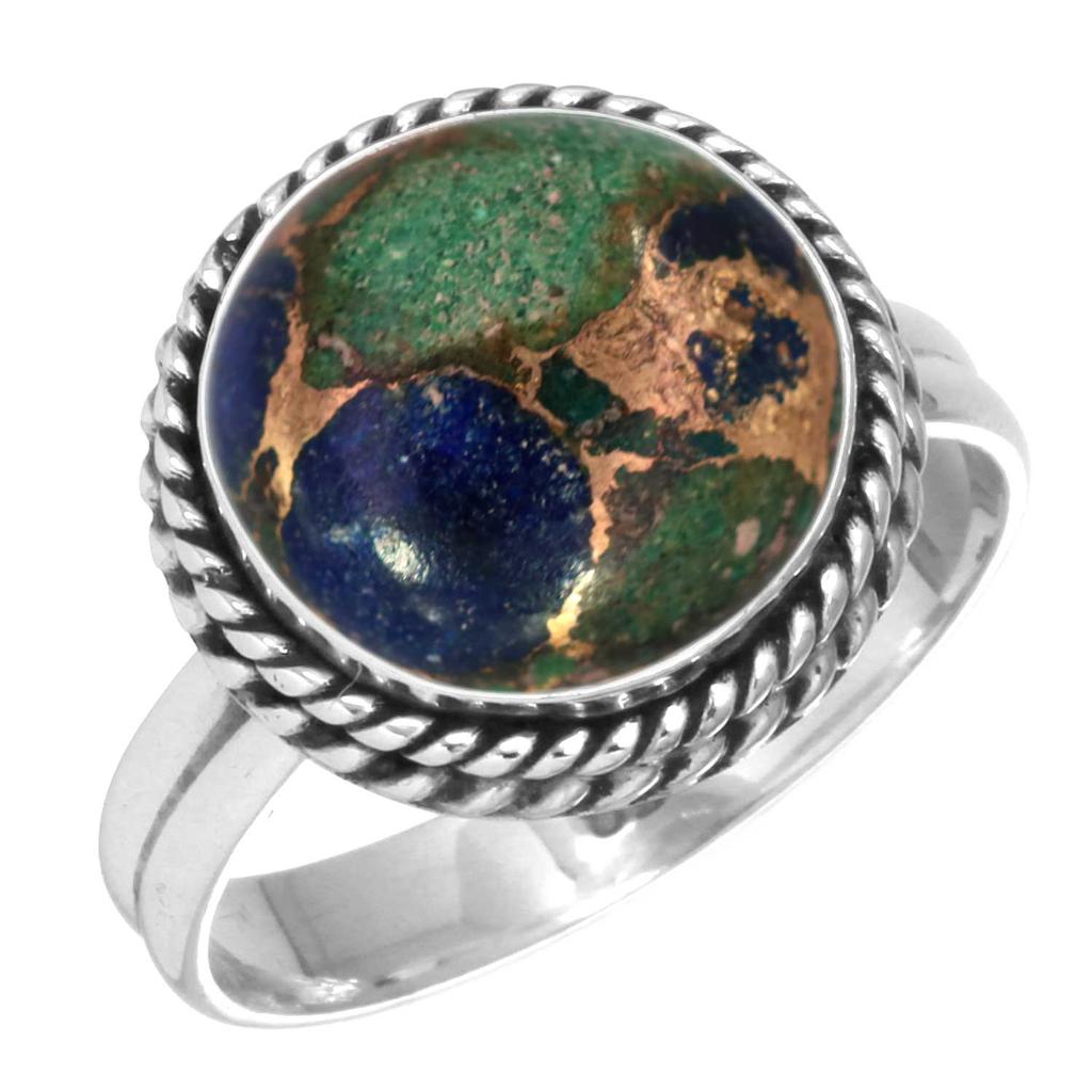 925 Sterling Silver Ring Women Gemstone Handmade Jewelry Wedding Gift Amazonite Angelite Blue Opal Botswana Agate Mohave Azurite Chrysocolla Fashion