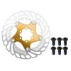 BULLSPANN 1 Set Bicycle Disc Brake 160mm Rounded Bicycle Brake Disc Rotor with 6 Bicycle Floating Disc Brake Rotor for Mountain Road Gold Tone Rotor,