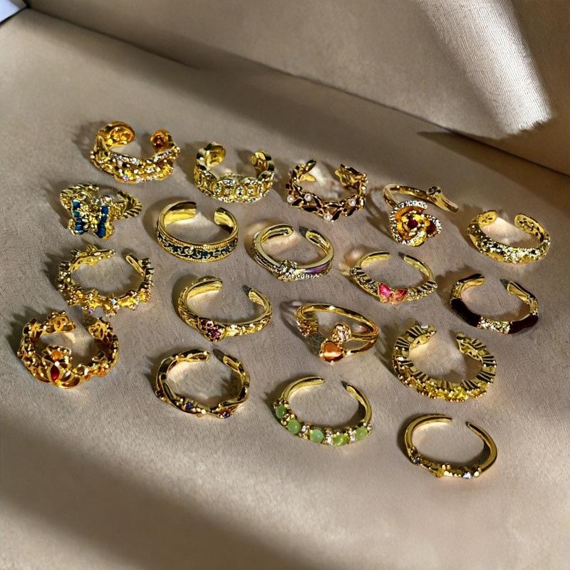 Blind Box Paar, Pfirsichblüten Tropföl Schmetterlingsring, Mittelalterliches Französisches Retro Nischendesign, Leichter Luxusring für Frauen