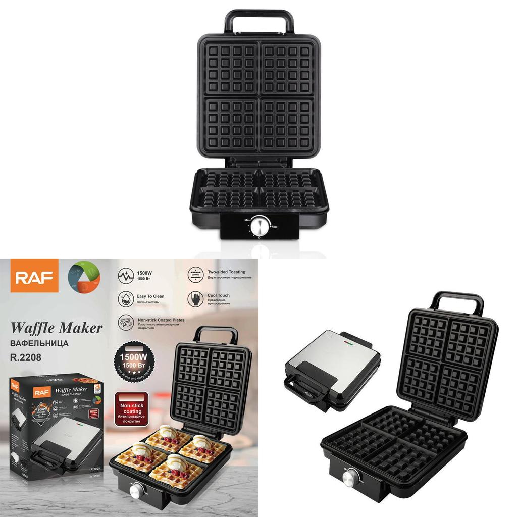 4-Scheiben Antihaft-Waffelautomat Doppelseitige Heizung Temperaturregelung Pfannkuchen Eierkuchen Backmaschine