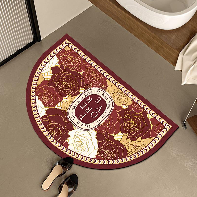 American Retro Semicircular Bathroom Floor Mat Water Absorption and Quick-drying Toilet Bathroom Door Foot Mat Diatom Mud Anti-slip Door Mat