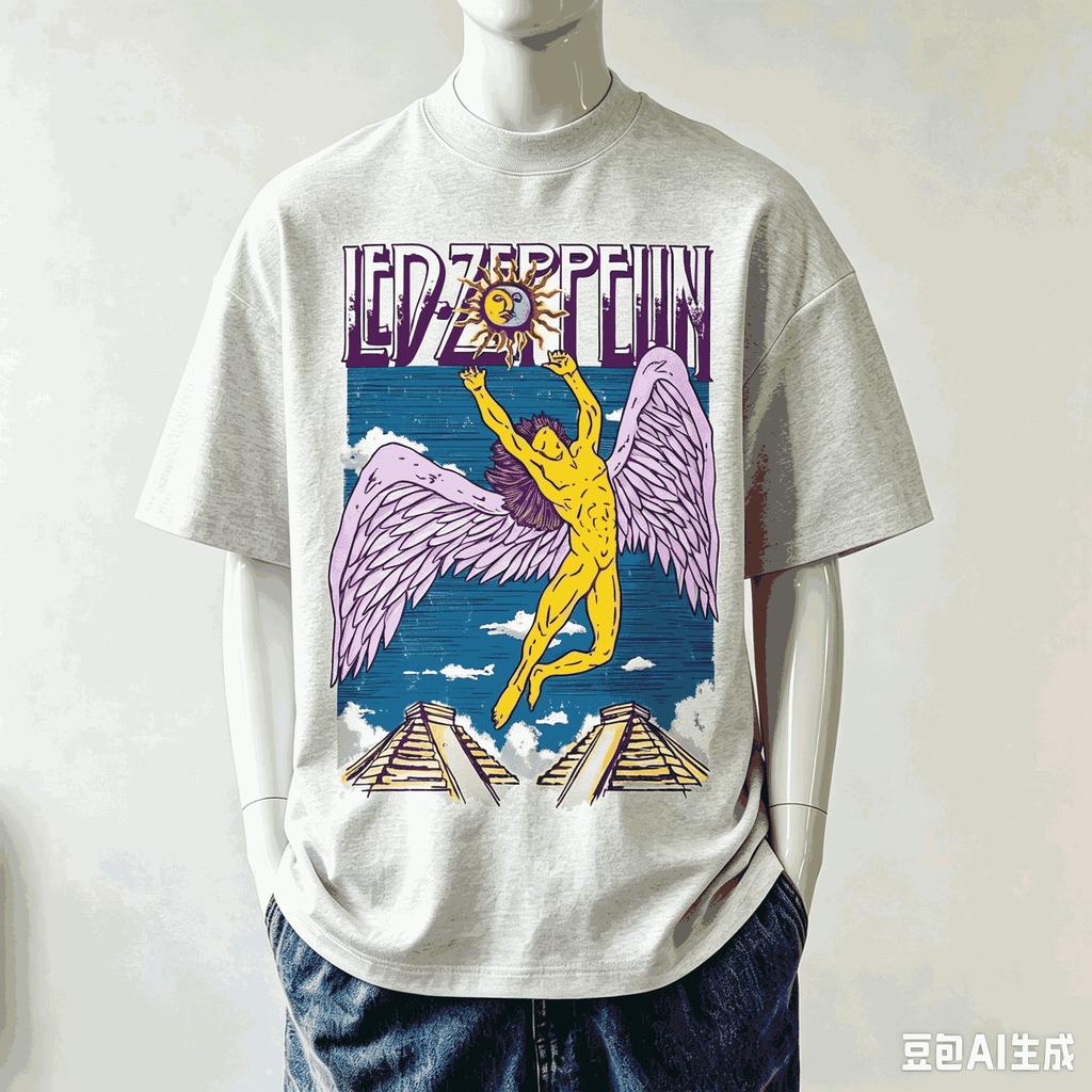 Led Zeppelin Unisex Fashion Street Casual Tee Classic Loose Cutting Comfort Daily Wear Shirts Stylish Unique Oversized Classic