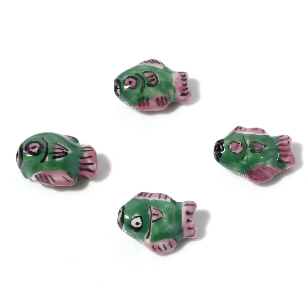 5PCs Cartoon Fish Shaped Ceramic Beads Hand Painted Ceramic Pendant Porcelain Beads For DIY Jewelry Making Accessories 15x12mm