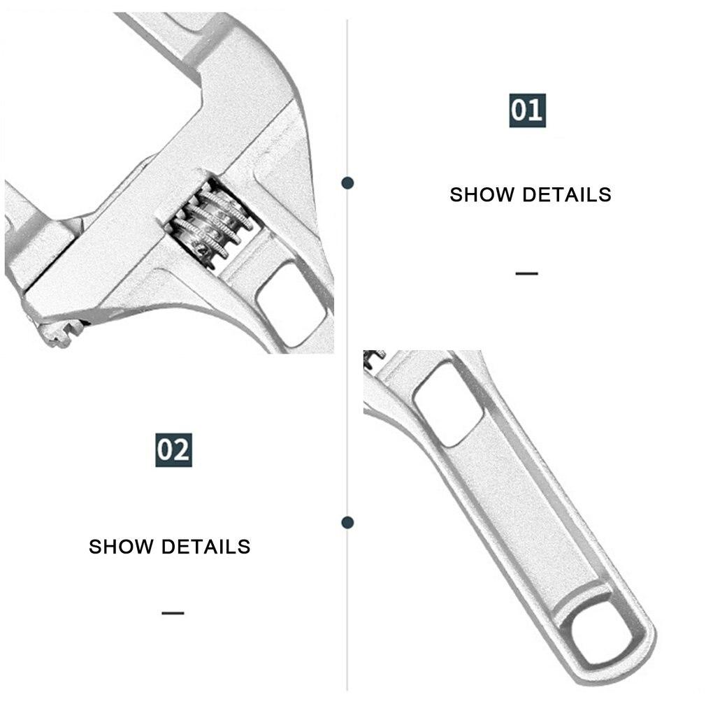 6-68MM Large Opening Bathroom Wrenches Adjustable Wrenches Short Handle Professional Wide Jaw Aluminium Wrenches Repair Hand Tools