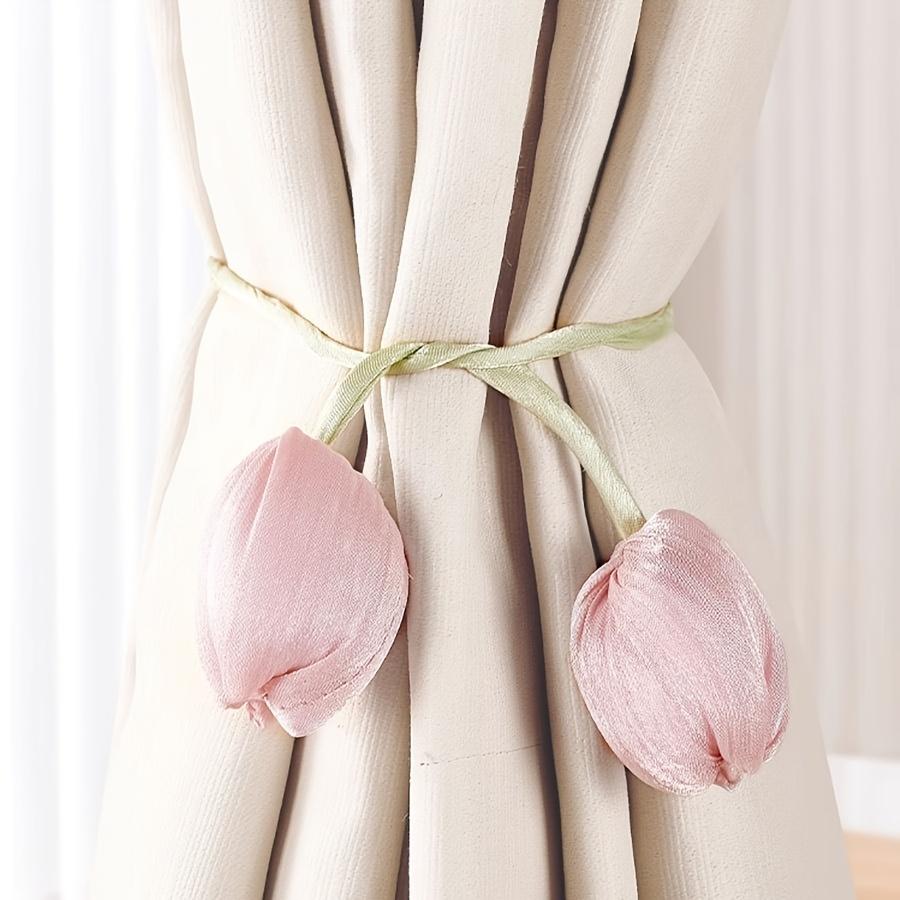 2pcs Classic Elegant Tulip Curtain Tiebacks Polyester, Easy Installation, Ideal for Curtain Strap, Enhances Room Style with Floral Decor